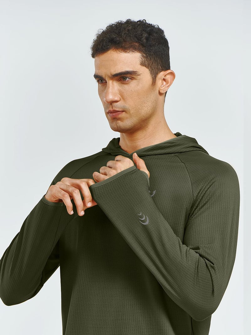 NORTHYARD Men's Running Hoodie Lightweight Fleece Workout Pullover Long Sleeve Cold Weather Hooded Sweatshirts Athletic Gym ARMYGREEN L - Image 3