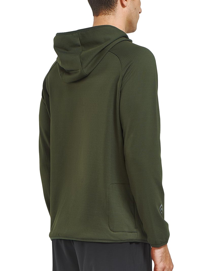 NORTHYARD Men's Running Hoodie Lightweight Fleece Workout Pullover Long Sleeve Cold Weather Hooded Sweatshirts Athletic Gym ARMYGREEN L - Image 4