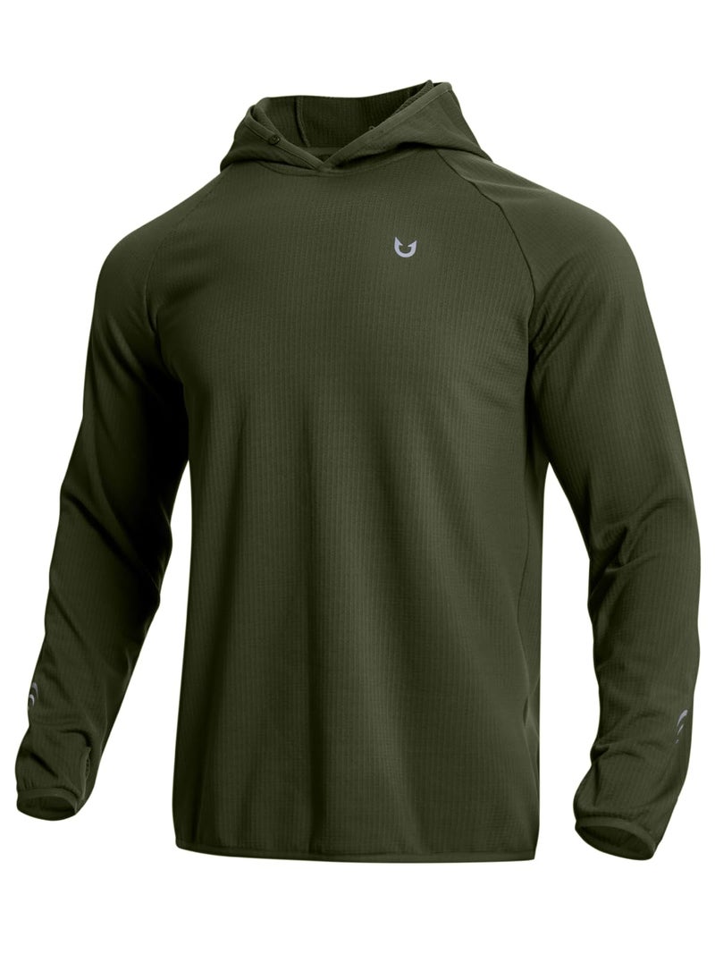 NORTHYARD Men's Running Hoodie Lightweight Fleece Workout Pullover Long Sleeve Cold Weather Hooded Sweatshirts Athletic Gym ARMYGREEN L - Image 1