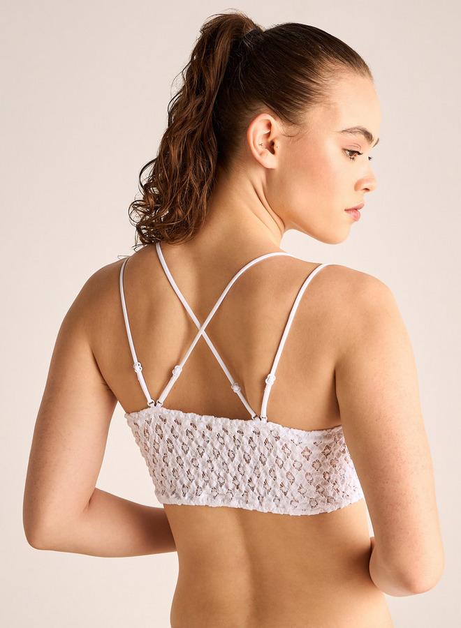 Splash FAV Lace Smock Detail Bralette with Adjustable Straps - Image 2