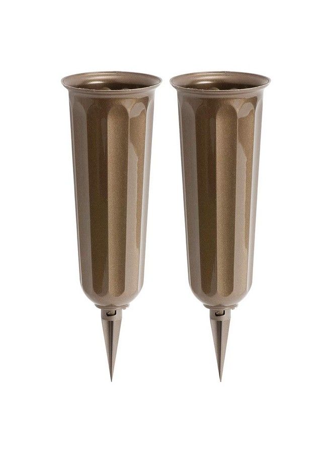 Novelty Metallic Bronze Plastic Cemetery Vase 2Pack - Image 2