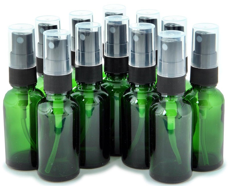 Vivaplex زجاجات فيفابلكس 12 خضراء سعة 1 أونصة مع بخاخات رذاذ دقيقة سوداء - Image 1