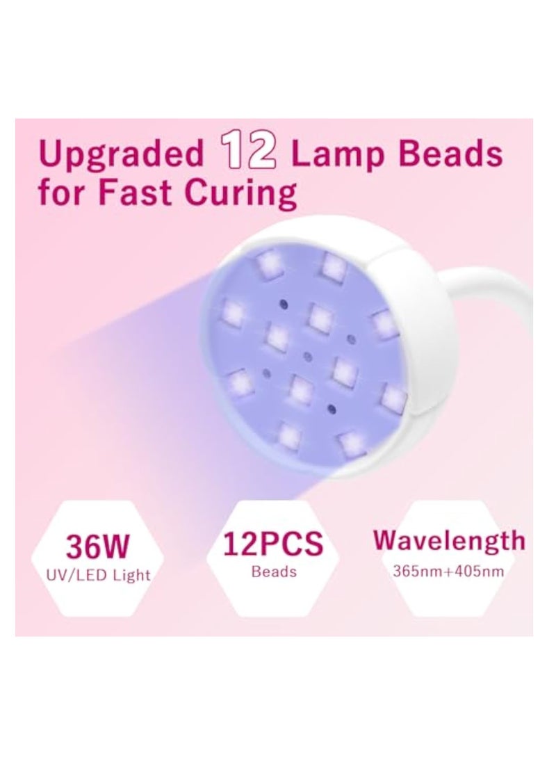 KASTWAVE - Mini UV Nail Lamp, with Smart Auto Sensor and Display, Gel Nail Lamp, Dryer UV Lamps, 12 Beads Mini Nail Lamp, 4 Modes, Portable LED Nail Lamp with USB Charging Cable in Salon Or DIY at Home - Image 1