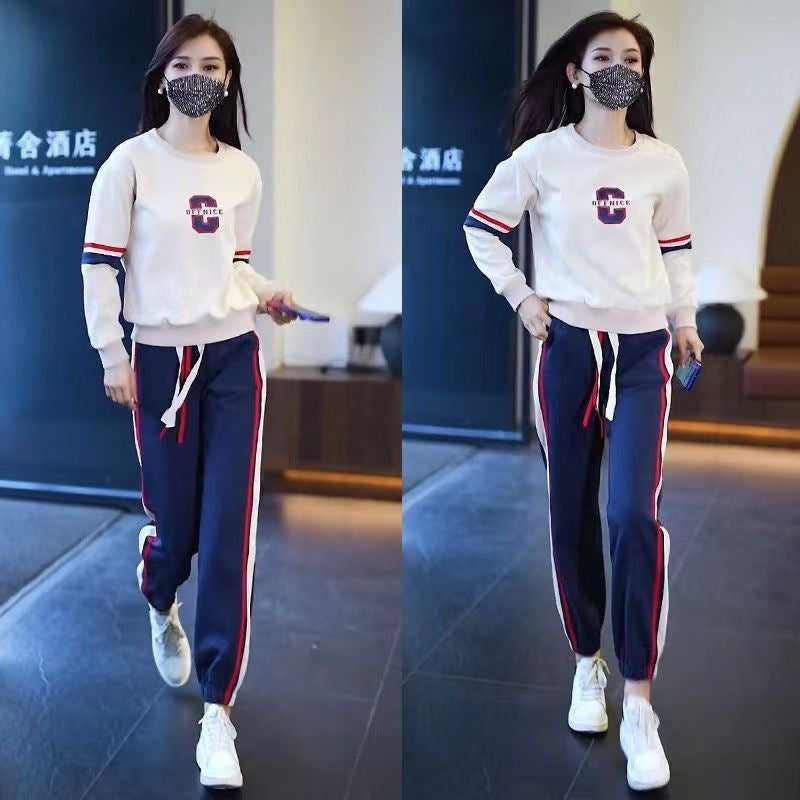 Casual Plus Size Sweater Set Women Spring Autumn White