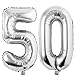 Jonhamwelbor 50 Number Balloons Silver 50 Years old Big Large Giant Jumbo Foil Mylar Number Balloons for Women Men Party Supplies 50 Anniversary Events Decorations Balloon - Image 4