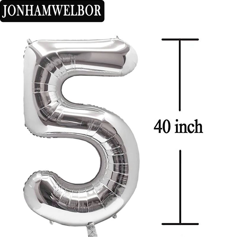 Jonhamwelbor 50 Number Balloons Silver 50 Years old Big Large Giant Jumbo Foil Mylar Number Balloons for Women Men Party Supplies 50 Anniversary Events Decorations Balloon - Image 5