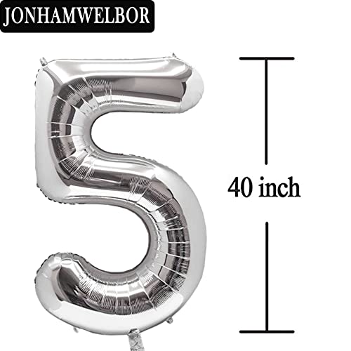 Jonhamwelbor 50 Number Balloons Silver 50 Years old Big Large Giant Jumbo Foil Mylar Number Balloons for Women Men Party Supplies 50 Anniversary Events Decorations Balloon - Image 2