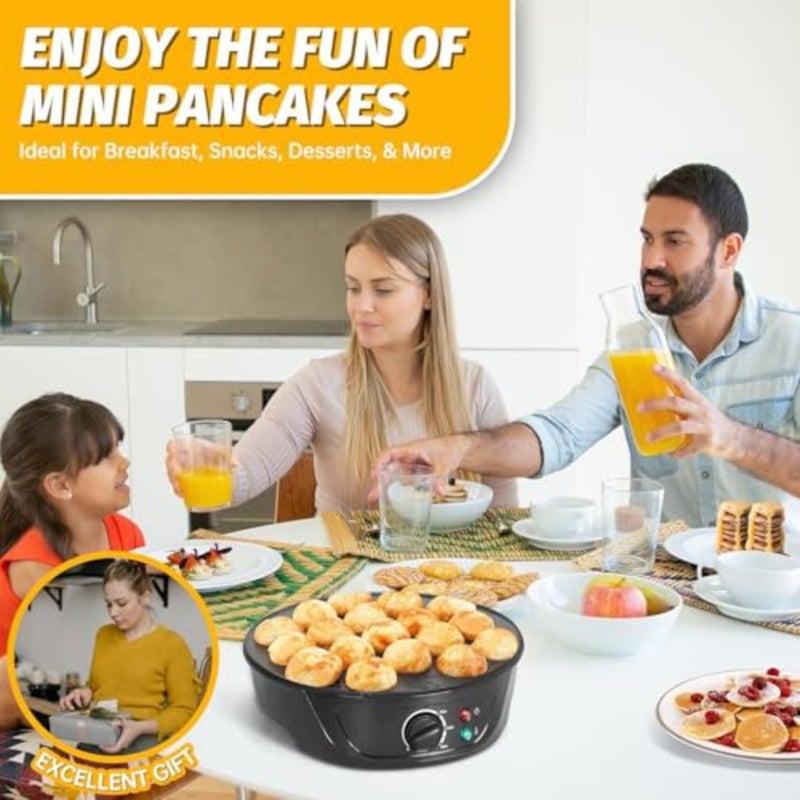 For home breakfast cooking, aluminum non-stick electric poffertjes pan with 14 slots, brown color, precise browning control and even heat distribution - Image 4