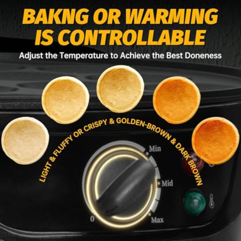 For home breakfast cooking, aluminum non-stick electric poffertjes pan with 14 slots, brown color, precise browning control and even heat distribution - Image 3