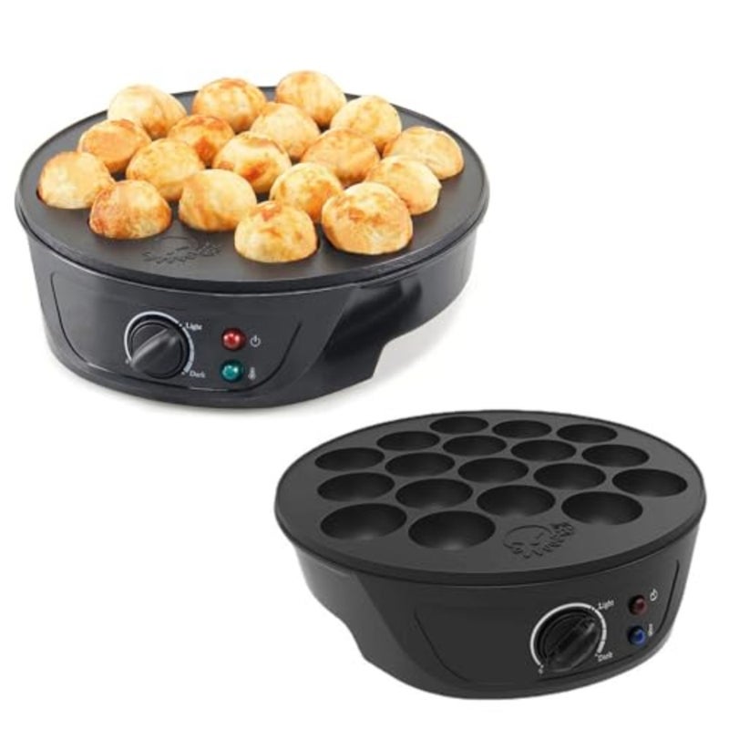 For home breakfast cooking, aluminum non-stick electric poffertjes pan with 14 slots, brown color, precise browning control and even heat distribution - Image 1