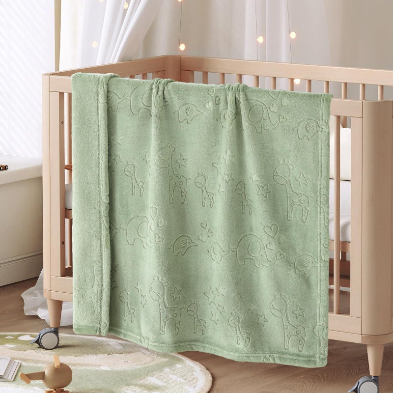 BORITAR Baby Blanket Elephant Animal for Boys Girls Ultra Soft Fleece Warm and Lightweight Blankets for Infant Toddler Newborn, 30x40 Inch, Green - Image 5