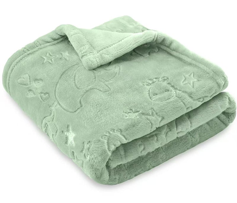 BORITAR Baby Blanket Elephant Animal for Boys Girls Ultra Soft Fleece Warm and Lightweight Blankets for Infant Toddler Newborn, 30x40 Inch, Green - Image 1