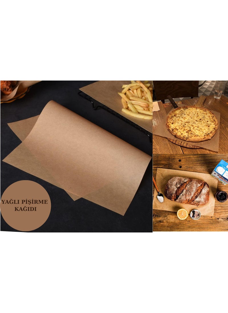 Afili Home - 50's Patternless Plain Model Greaseproof Paper, Brown Plain Model Greaseproof Baking Paper, Oven Paper and Vintage Presentation Paper - Image 1