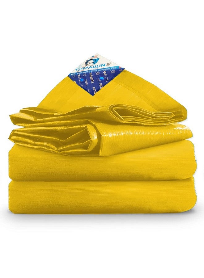TUFFPAULIN Plastic 10FtX8Ft 120 Gsm Yellow Tarpaulin Tirpal Tadpatri Tharpai Thadika,Extra Strong,Reinforced,Uv Resistant,100% Waterproof Virgin,6 Layer Mlcl 3D Rib Technology-1 No.,96x120x0.03 In - Image 1
