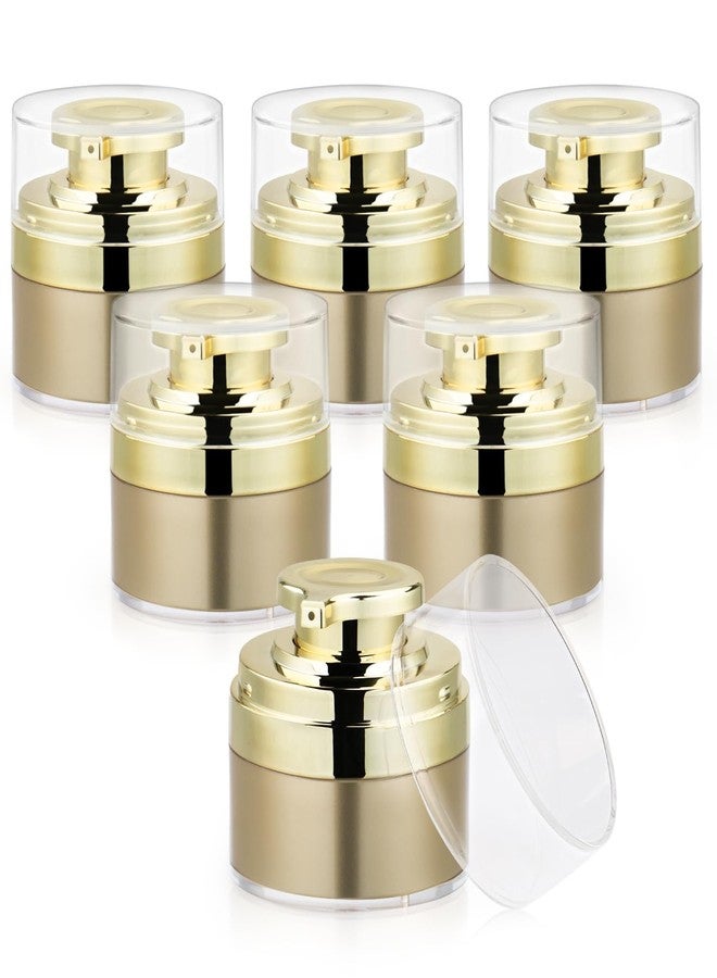 BOSMIOW 6pcs 30ml Golden Airless Acrylic Cream Pump Jar,Vacuum Lotion Bottle Dispenser,Moisturizer Container with Pump,Refillable Toiletry Bottle for Makeup,Essence,Moisturizer,Eye Cream - Image 1