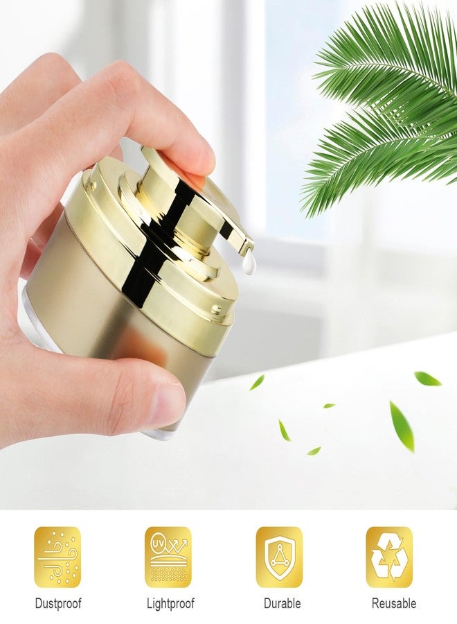 BOSMIOW 6pcs 30ml Golden Airless Acrylic Cream Pump Jar,Vacuum Lotion Bottle Dispenser,Moisturizer Container with Pump,Refillable Toiletry Bottle for Makeup,Essence,Moisturizer,Eye Cream - Image 5