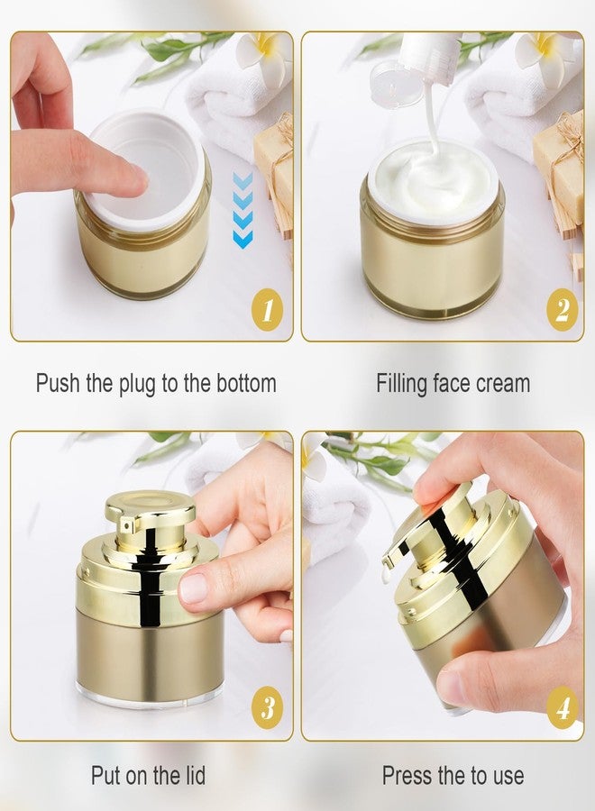 BOSMIOW 6pcs 30ml Golden Airless Acrylic Cream Pump Jar,Vacuum Lotion Bottle Dispenser,Moisturizer Container with Pump,Refillable Toiletry Bottle for Makeup,Essence,Moisturizer,Eye Cream - Image 4