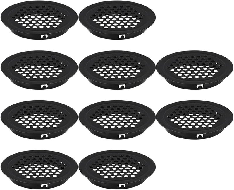 Black 25mm Round Air Vent Grill Cover Set Of 10 Enhances Air Circulation For Cabinets - Image 2