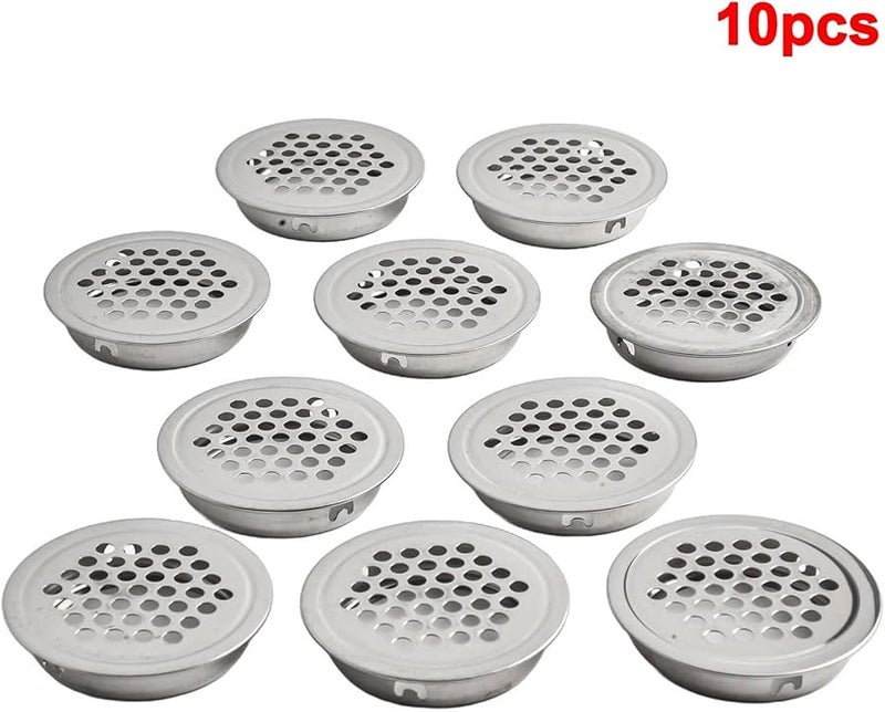 Black 25mm Round Air Vent Grill Cover Set Of 10 Enhances Air Circulation For Cabinets - Image 4