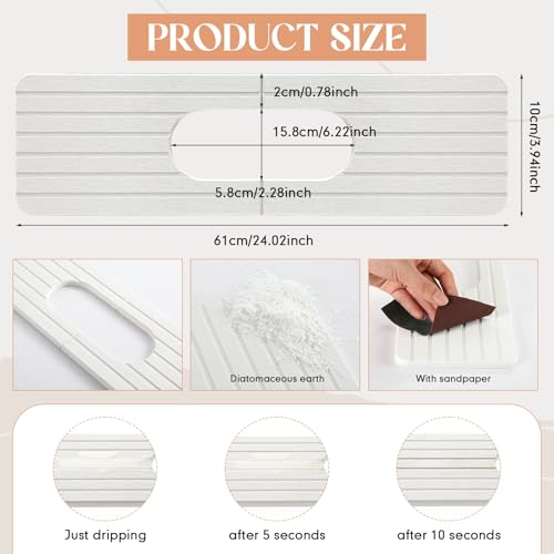 Funnymoom Stone Faucet Mat Sink Splash Guard 24 Diatomite Quick Drying Stone Faucet Mat Super Absorbent Kitchen Sink Oval and Round Splash Tap Pad for Bathroom Counter KitchenWhite - Image 3