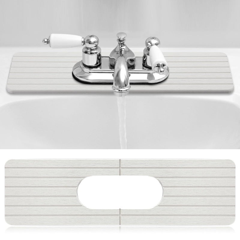 Funnymoom Stone Faucet Mat Sink Splash Guard 24 Diatomite Quick Drying Stone Faucet Mat Super Absorbent Kitchen Sink Oval and Round Splash Tap Pad for Bathroom Counter KitchenWhite - Image 2