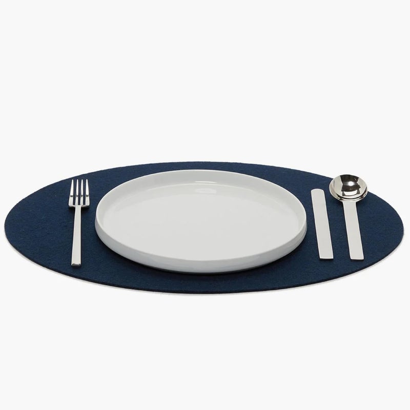Graf Lantz  Merino Wool Oval Placemat  Marine 14 H x 19 W  3mm Merino Wool Felt Table Mat  Moisture Wicking  Odor Stain Heat  Dirt Resistant  Luxury Home Decor  Made in The USA