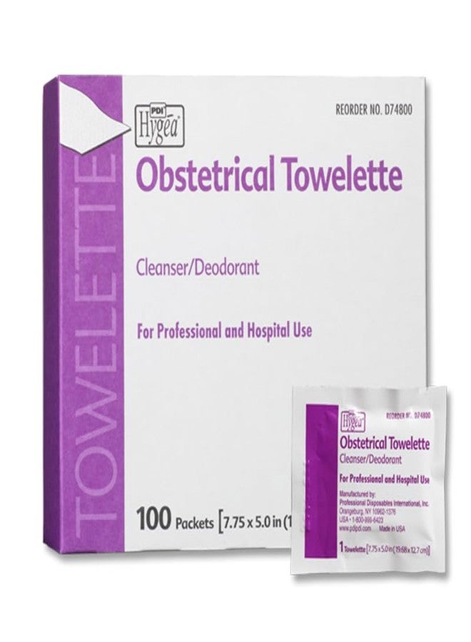 PDI Hygea Obstetrical Towelette, Postpartum Care, Feminine Personal Cleansing Wipe, With Benzalkonium Chloride, Individually Wrapped, 100 Wipes Per Box - Image 1