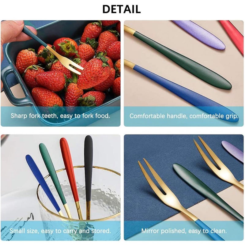Potency Fruit Forks Appetizer Dessert Forks Salad Forks Beautiful Colorful StainlessSteel Forks for Party Banquet Cocktail Dessert 5 inch 10 PacksGreen - Image 5