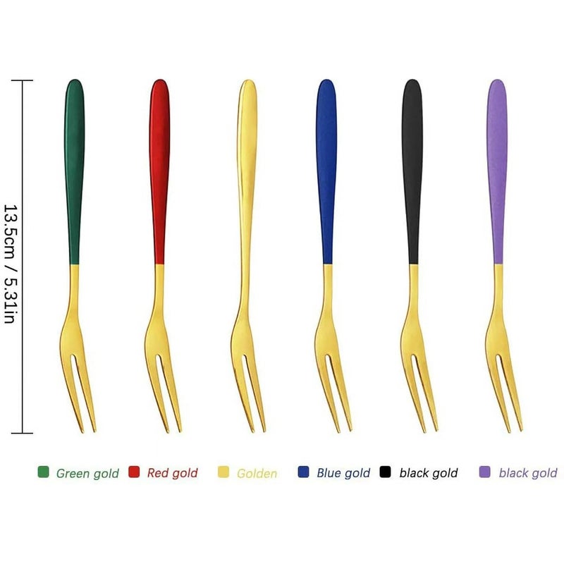Potency Fruit Forks Appetizer Dessert Forks Salad Forks Beautiful Colorful StainlessSteel Forks for Party Banquet Cocktail Dessert 5 inch 10 PacksGreen - Image 3