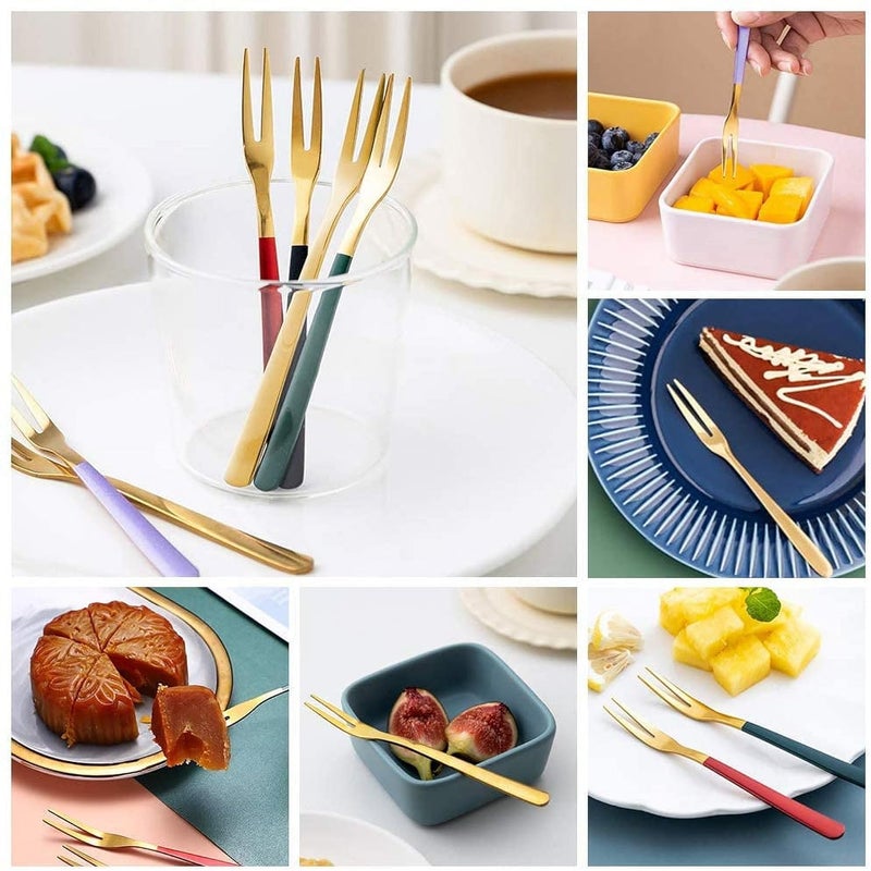 Potency Fruit Forks Appetizer Dessert Forks Salad Forks Beautiful Colorful StainlessSteel Forks for Party Banquet Cocktail Dessert 5 inch 10 PacksGreen - Image 2