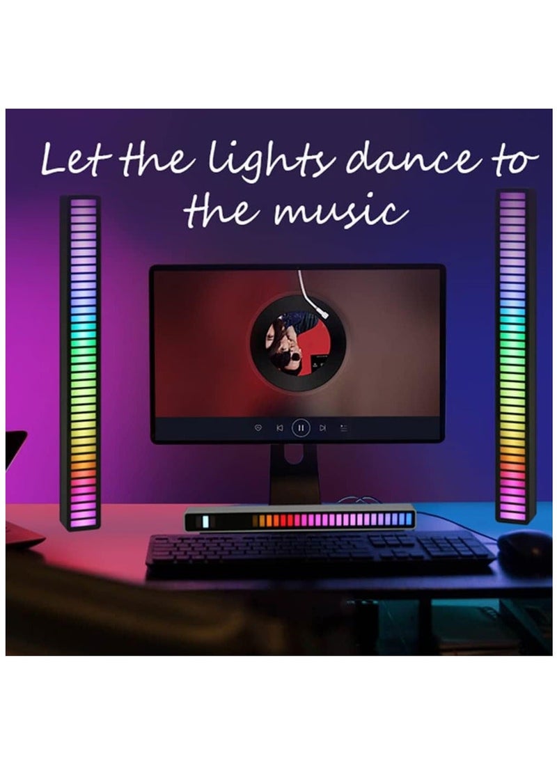 HuHa 2 Pack RGB Sound Pickup Light,32 Beads Wireless Voice-Activated Music Rhythm Light Bar,Colorful LED Ambient Light Audio Spectrum Light for Car Gaming PC TV  - Image 3
