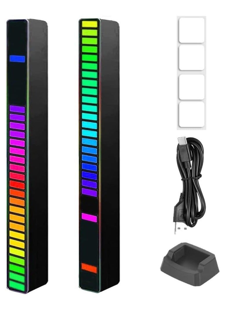 HuHa 2 Pack RGB Sound Pickup Light,32 Beads Wireless Voice-Activated Music Rhythm Light Bar,Colorful LED Ambient Light Audio Spectrum Light for Car Gaming PC TV  - Image 1