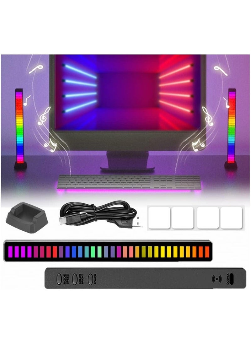 HuHa 2 Pack RGB Sound Pickup Light,32 Beads Wireless Voice-Activated Music Rhythm Light Bar,Colorful LED Ambient Light Audio Spectrum Light for Car Gaming PC TV  - Image 4