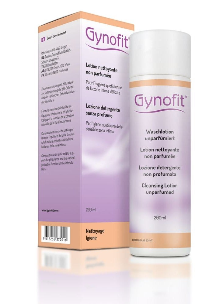 Gynofit Gynecological Cleansing Lotion Unperfumed Cleans and Protects 200ml - Image 2