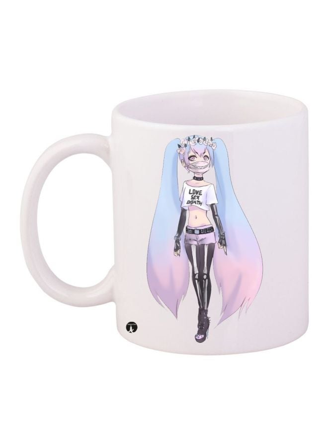 RYN Harley Quinn Printed Coffee Mug White/Grey/Light Blue 11ounce