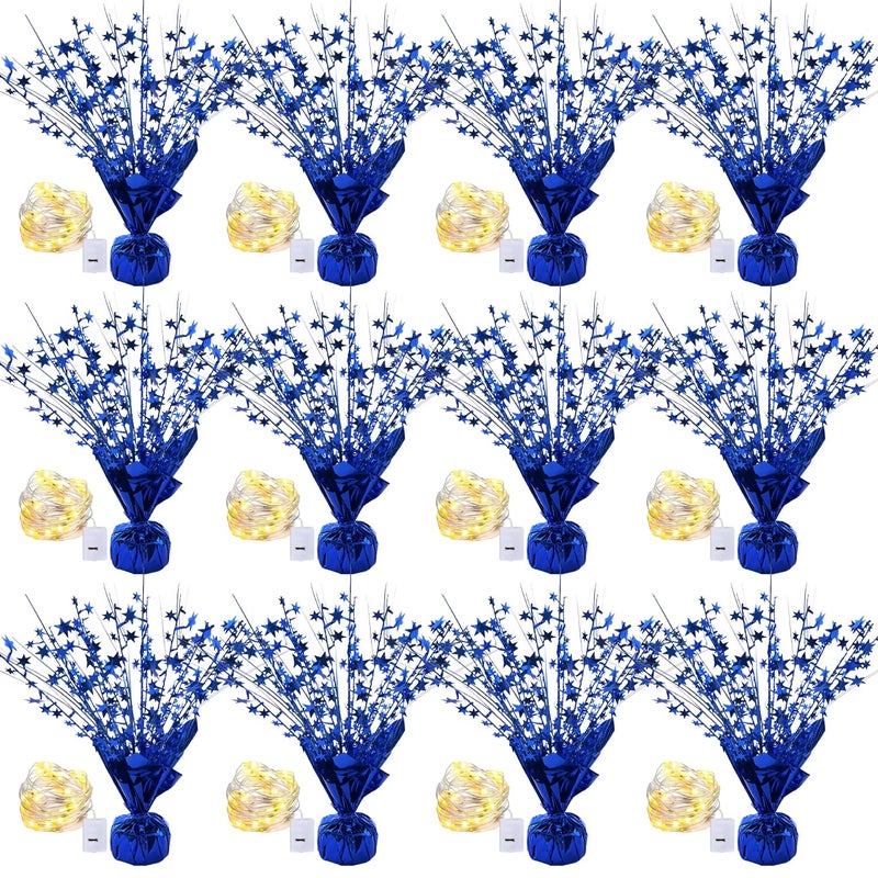 LAIAMER 12 Pack Metallic Foil Spray Centerpiece Star Table Decoration Burst Table Centerpieces for Birthday Graduation Wedding Anniversary Holiday Party Supplies Decor Blue - Image 3