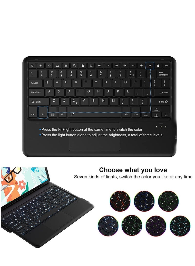 Galaxy Tab S7 FE Keyboard Case 12.4" 2021, Wireless Detachable Keyboard + Folio Smart PU Case Cover Auto Sleep/Wake Magnetic for Samsung Galaxy Tab S7 FE 2021 (SM-T730/T736B) (Black) - Image 5