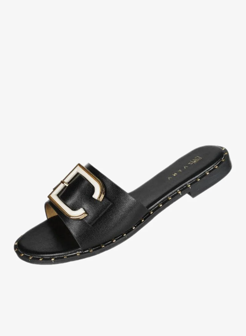 Zayna Black 221-38 Zayna Ladies  Round Toe  Sliders 2A018-2 Black for Women | Best Price UAE