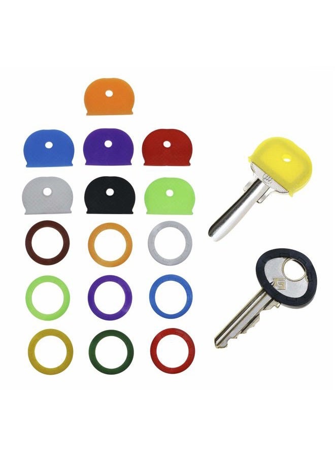 Mini Skater Silicone Key Cap Key Tag Cover Ring Multicolor Rubber Key Identifier For House Home Key Organization Identify, 2 Different Style, 18PCS - Image 1