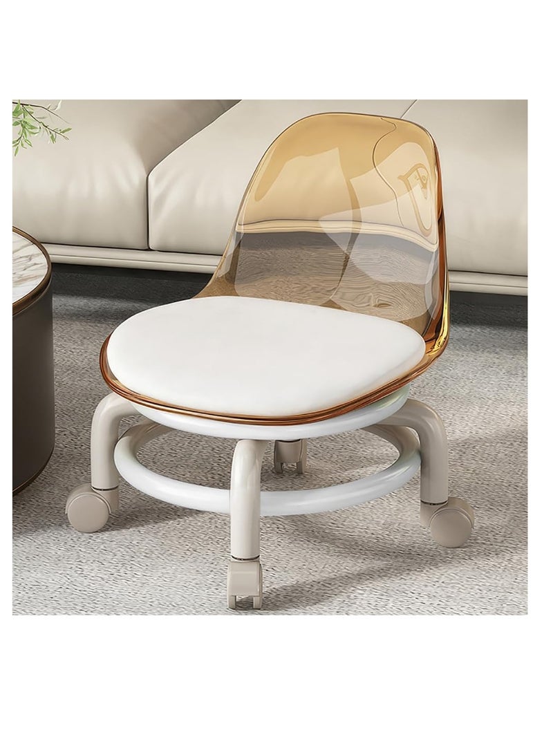Generic Low Rolling Stool Low Roller Seat Small Swivel Stool Low to Ground with Mute Wheels and Back Support for Home Cleaning Garage Fix Outdoor Picnic Salon Office Working (Yellow) - Image 1