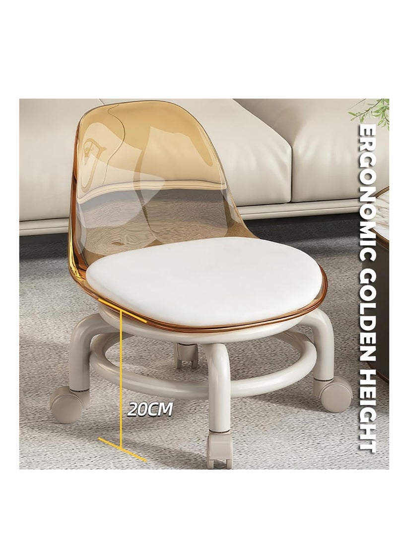 Generic Low Rolling Stool Low Roller Seat Small Swivel Stool Low to Ground with Mute Wheels and Back Support for Home Cleaning Garage Fix Outdoor Picnic Salon Office Working (Yellow) - Image 5