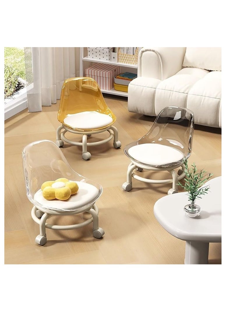Generic Low Rolling Stool Low Roller Seat Small Swivel Stool Low to Ground with Mute Wheels and Back Support for Home Cleaning Garage Fix Outdoor Picnic Salon Office Working (Yellow) - Image 3