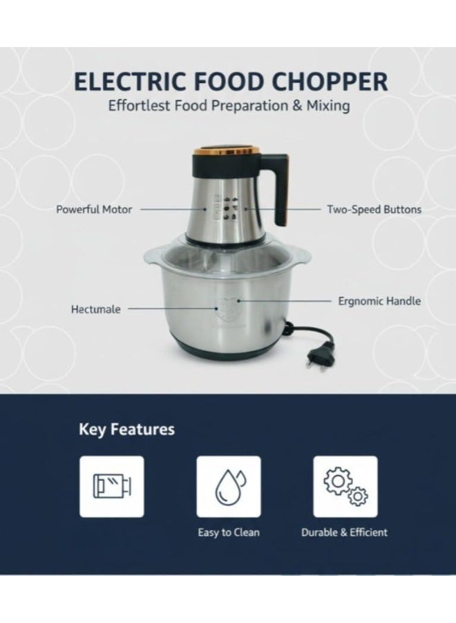 Electric Meat Grinder 1000W – 5 Sharp Blades, 4 Speeds – 5L Stainless Steel Bowl for Food Preparation - Image 4