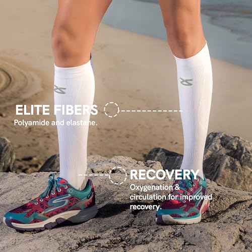 Zensah Tech+ Compression Socks - Knee High Running Socks for Sports, Travel (Aqua/Yellow/Purple, Medium) - Image 4