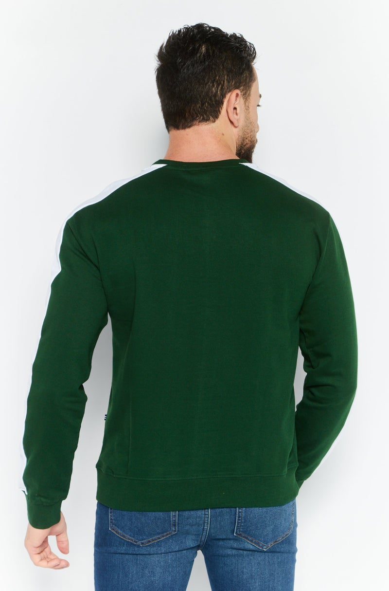 NAUTICA Men Crew Neck Long Sleeve Brand Logo Sweatshirt, Green - Image 4