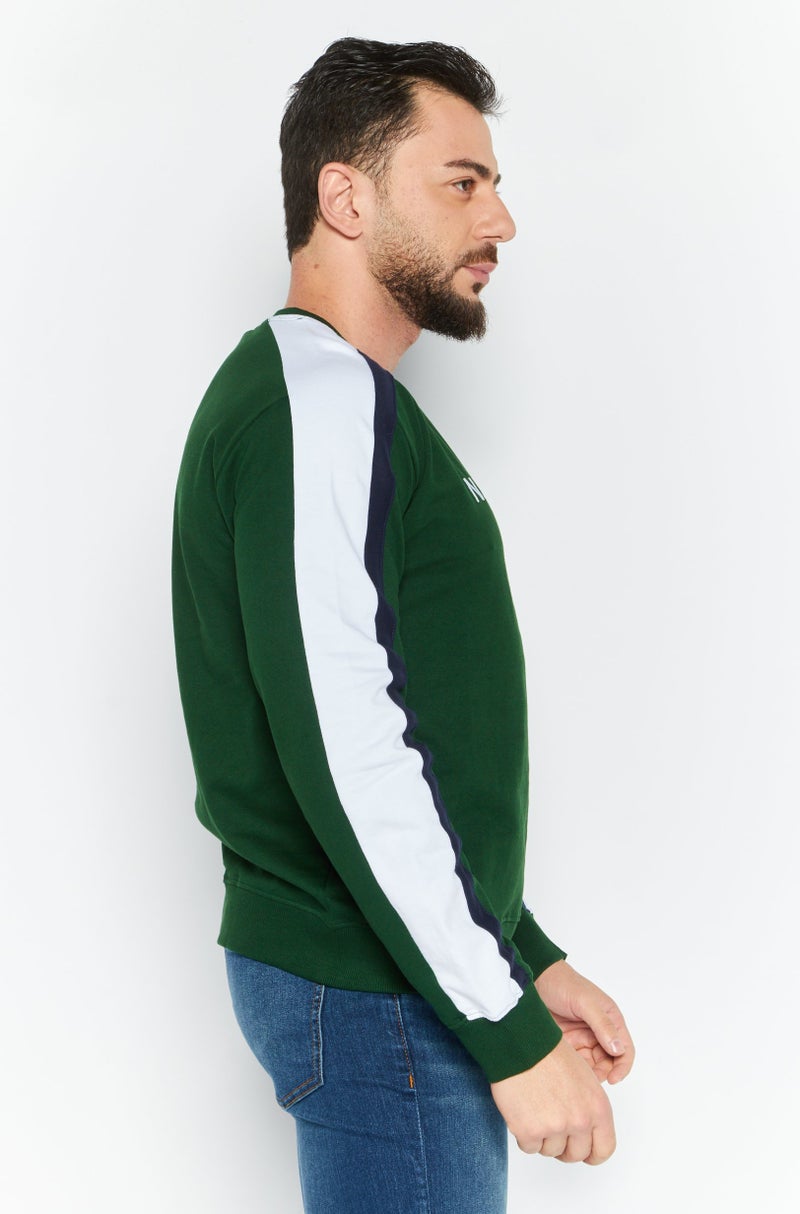 NAUTICA Men Crew Neck Long Sleeve Brand Logo Sweatshirt, Green - Image 3