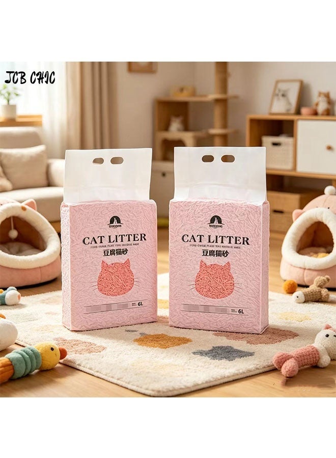 JCB CHIC رمل القطط من التوفو، رمل نباتي طبيعي 3 في 1 خالٍ من الروائح وذو غبار منخفض للغاية، عبوتان - 6 لترات لكل عبوة، مصنوع من بقايا التوفو الصالحة للأكل، خالٍ من الغبار، يتكتل بسرعة، يسيطر على الروائح، قابل للتخلص منه في المرحاض، خالٍ من الروائح، رمل قطط صديق للبيئة - Image 1