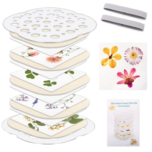 Catcan Microwave Flower Press Kit 4 Layers Quickly Flower Pressing Kit for Adults to Quickly Making Plant Specimens Used for DIY Art Crafts in Nature Plants Flowers8 x 8 inch - Image 1