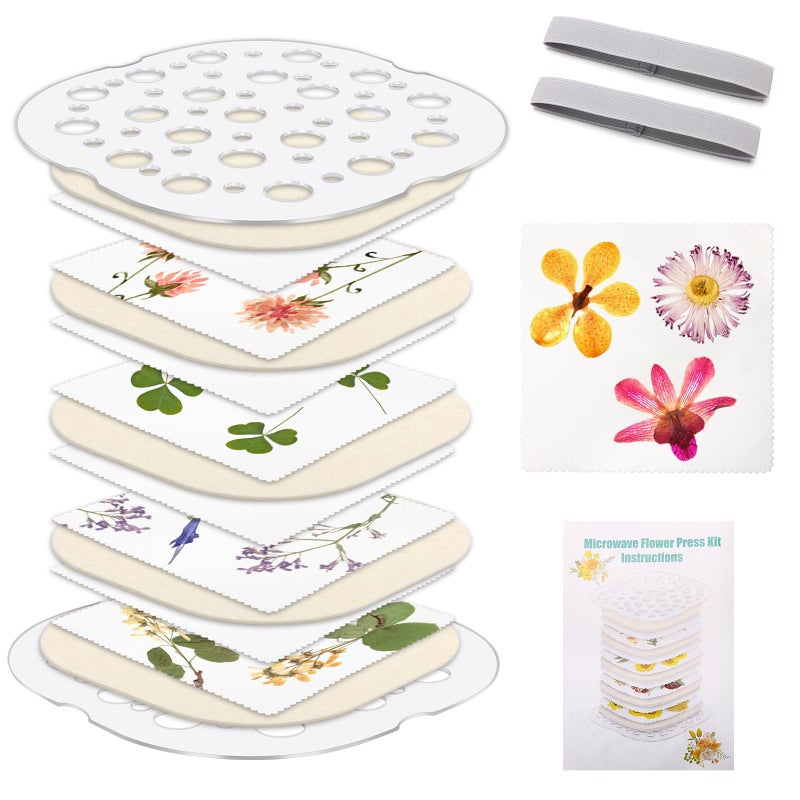 Catcan Microwave Flower Press Kit 4 Layers Quickly Flower Pressing Kit for Adults to Quickly Making Plant Specimens Used for DIY Art Crafts in Nature Plants Flowers8 x 8 inch - Image 2