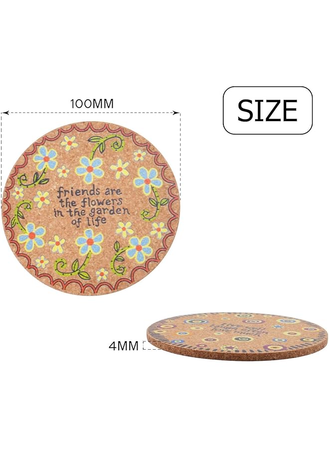 erorex Cork Coasters For Drinks 8 Pieces Of Natural Absorbent Cork Cup Mat Heat Resistant Drink Coaster 4 Styles For Kinds Of Cups With 2 Pieces Of Organza Bags 4 Inches - Image 5